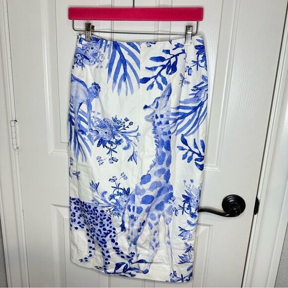 BNWT Tuckernuck X LouLou Baker White Blue Painted Safari Willa Midi Skirt Sz S - Picture 4 of 14
